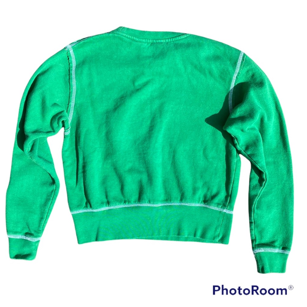 BOHO CHIC VINTAGE CROPPED SWEATSHIRT REVERSE STYLE STITCHING SUPER COZY - Picture 3 of 9